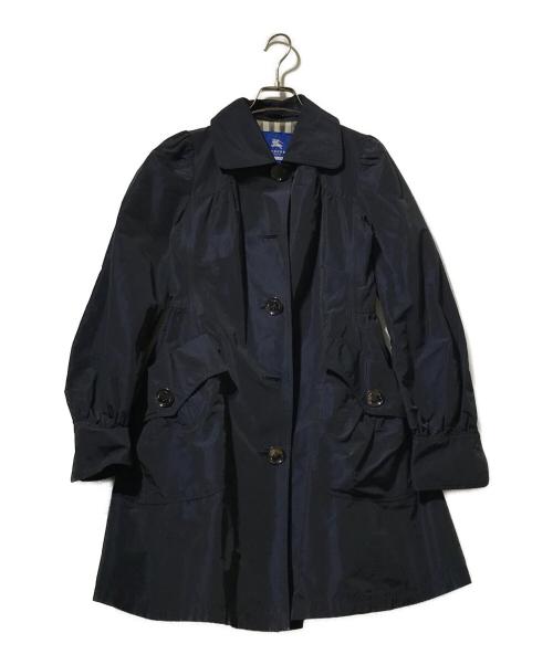 BURBERRY BLUE LABEL（バーバリー ブルー レーベル）BURBERRY BLUE LABEL (バーバリー ブルー レーベル) 裏地チェックスプリングコート ネイビー サイズ:38の古着・服飾アイテム