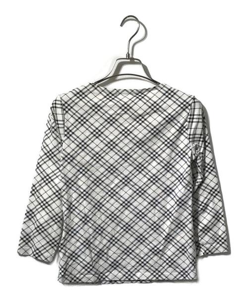 BURBERRY LONDON（バーバリーロンドン）BURBERRY LONDON (バーバリーロンドン) チェック柄7分袖カットソー ホワイト×ブラック サイズ:1の古着・服飾アイテム