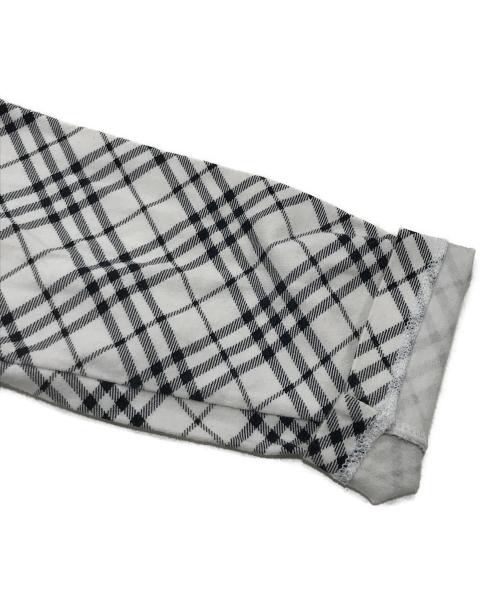 BURBERRY LONDON（バーバリーロンドン）BURBERRY LONDON (バーバリーロンドン) チェック柄7分袖カットソー ホワイト×ブラック サイズ:1の古着・服飾アイテム