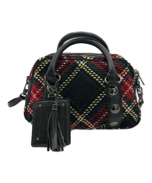 BURBERRY BLUE LABEL（バーバリー ブルー レーベル）BURBERRY BLUE LABEL (バーバリー ブルー レーベル) タータンチェックウール2WAYバッグ レッド×ブラックの古着・服飾アイテム