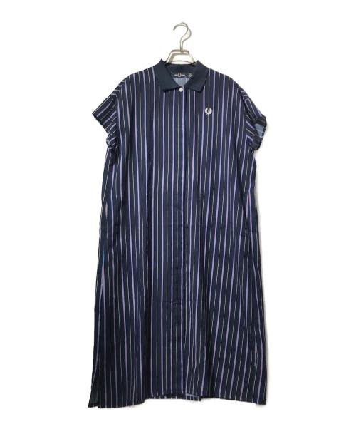 FRED PERRY（フレッドペリー）FRED PERRY (フレッドペリー) ストライプシャツワンピース パープル サイズ:UK10の古着・服飾アイテム