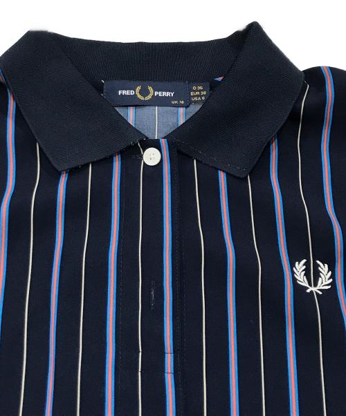 FRED PERRY（フレッドペリー）FRED PERRY (フレッドペリー) ストライプシャツワンピース パープル サイズ:UK10の古着・服飾アイテム
