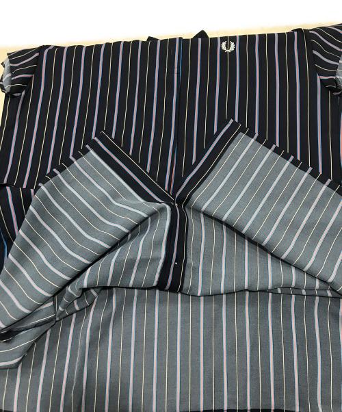 FRED PERRY（フレッドペリー）FRED PERRY (フレッドペリー) ストライプシャツワンピース パープル サイズ:UK10の古着・服飾アイテム