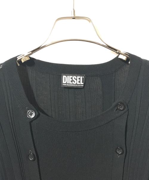 DIESEL（ディーゼル）DIESEL (ディーゼル) 長袖リブニットワンピース ブラック サイズ:XSの古着・服飾アイテム