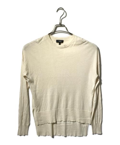 theory（セオリー）theory (セオリー) シルク＆カシミヤ混サイドスリッドニット/クルーネックニット アイボリー サイズ:Pの古着・服飾アイテム