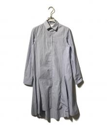 Y's（ワイズ）の古着「フレアストライプシャツワンピース」｜ブルー