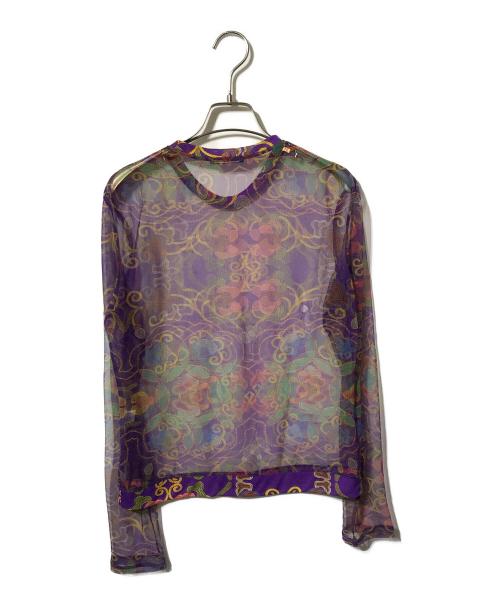 ISSEY MIYAKE（イッセイミヤケ）ISSEY MIYAKE (イッセイミヤケ) 総柄プリントパワーネット パープル サイズ:Lの古着・服飾アイテム