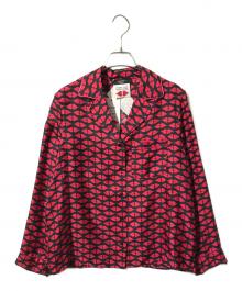 WEEKEND Max Mara（ウィークエンド マックスマーラ）の古着「シルクハートプリントオープンカラーシャツ」｜レッド