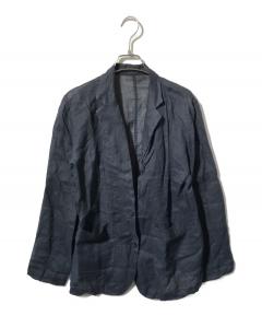 中古・古着通販】BRILL (ブリル) リネンノーカラージャケット ブラウン