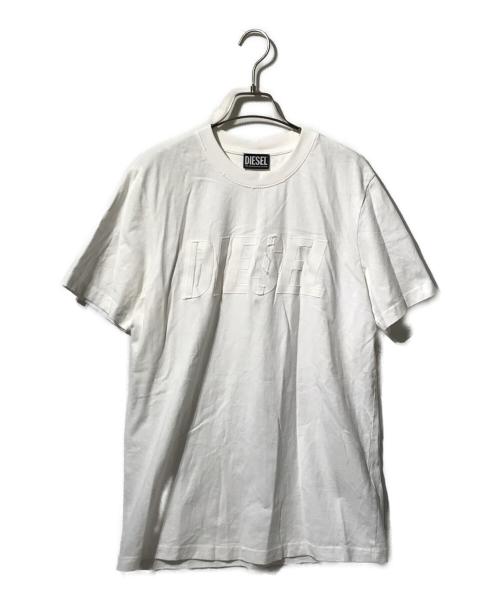 DIESEL（ディーゼル）DIESEL (ディーゼル) ロゴ刺繍Tシャツ ホワイト サイズ:Ｓの古着・服飾アイテム