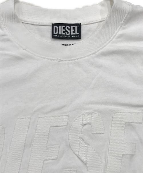 DIESEL（ディーゼル）DIESEL (ディーゼル) ロゴ刺繍Tシャツ ホワイト サイズ:Ｓの古着・服飾アイテム