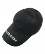 BALENCIAGAバレンシアガ）の古着「ロゴバイザーキャップ/6パネルキャップ」｜ブラック