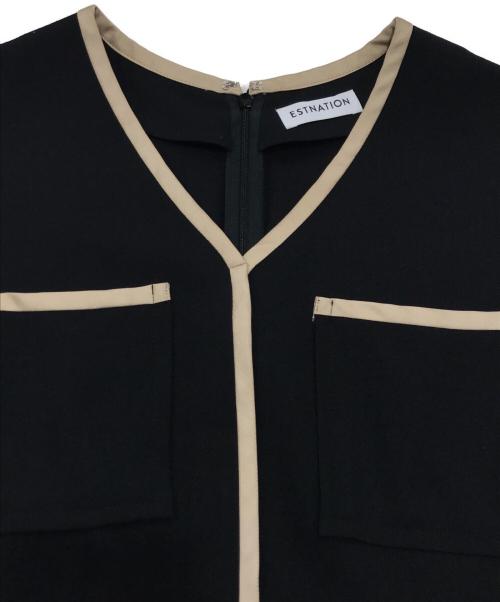 ESTNATION（エストネーション）ESTNATION (エストネーション) バイカラー ワンピース ブラック サイズ:36の古着・服飾アイテム