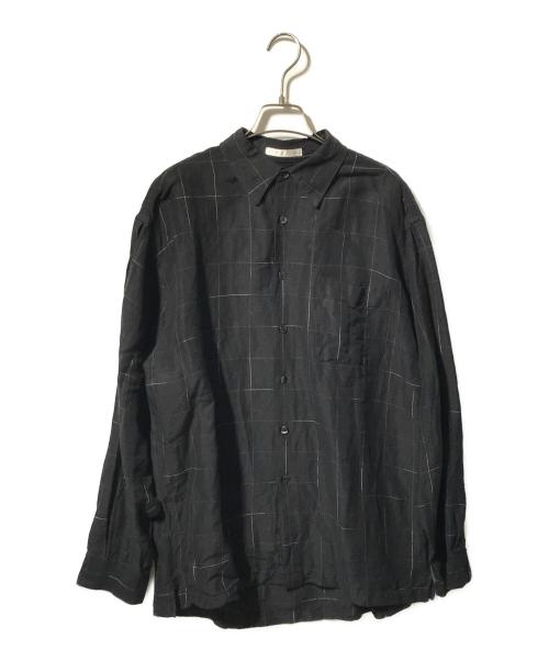 PERRY ELLIS（ペリーエリス）PERRY ELLIS (ペリーエリス) リネンレーヨンシャツ ブラック サイズ:Ｍの古着・服飾アイテム