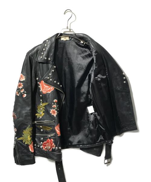 LPA（エルピーエー）LPA (エルピーエー) 刺繍ライダースジャケット ブラック サイズ:xsの古着・服飾アイテム