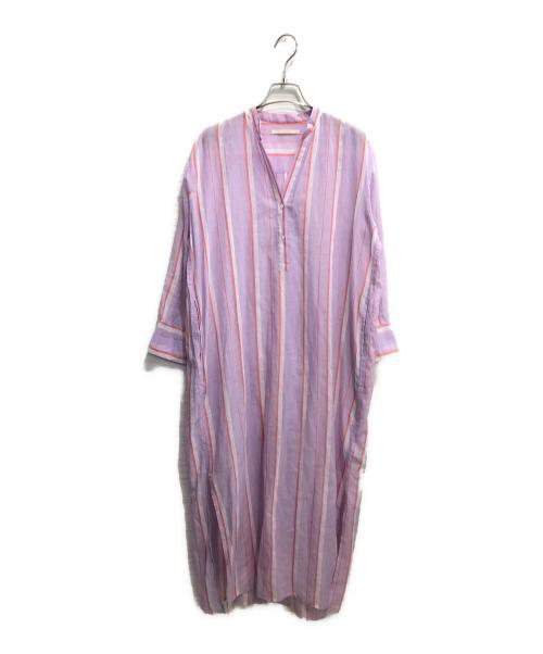 ne quittez pas（ヌキテパ）ne quittez pas (ヌキテパ) マドラスストライプドレス/マキシ丈ワンピース パープル サイズ:Sの古着・服飾アイテム