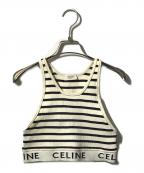 CELINEセリーヌ）の古着「ボーダーリブタンクトップ」｜ホワイト×ブラック