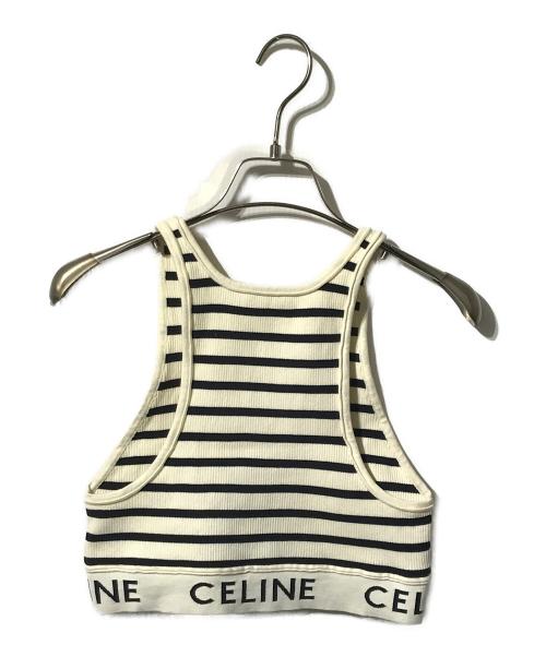 CELINE（セリーヌ）CELINE (セリーヌ) ボーダーリブタンクトップ ホワイト×ブラック サイズ:Ｍの古着・服飾アイテム