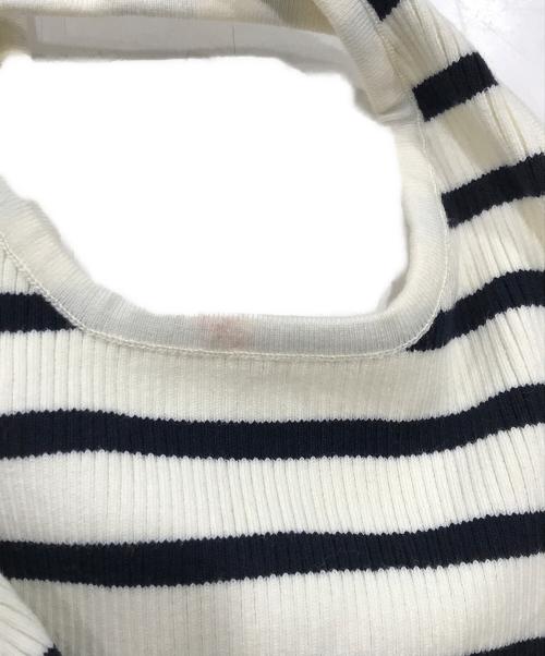 CELINE（セリーヌ）CELINE (セリーヌ) ボーダーリブタンクトップ ホワイト×ブラック サイズ:Ｍの古着・服飾アイテム