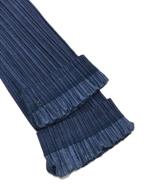 PLEATS PLEASE（プリーツプリーズ）PLEATS PLEASE (プリーツプリーズ) デニム転写プリントステッチジャケット ブルー サイズ:3の古着・服飾アイテム
