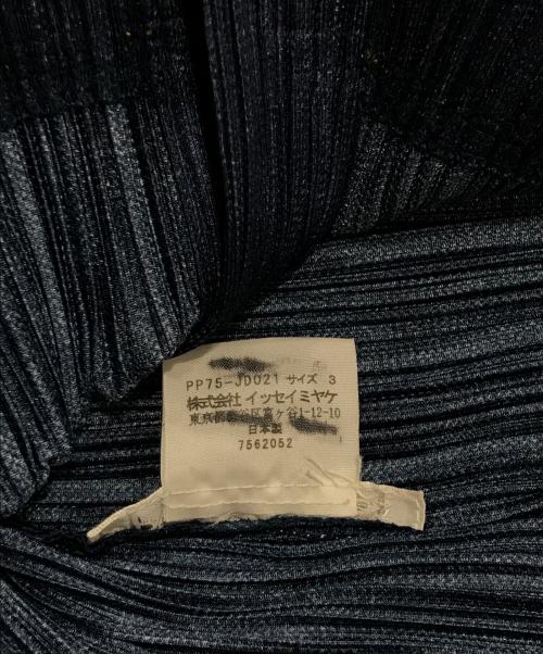 PLEATS PLEASE（プリーツプリーズ）PLEATS PLEASE (プリーツプリーズ) デニム転写プリントステッチジャケット ブルー サイズ:3の古着・服飾アイテム