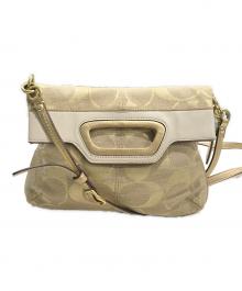 COACH（コーチ）の古着「シグネチャーキャンバスショルダーバッグ」｜ベージュ