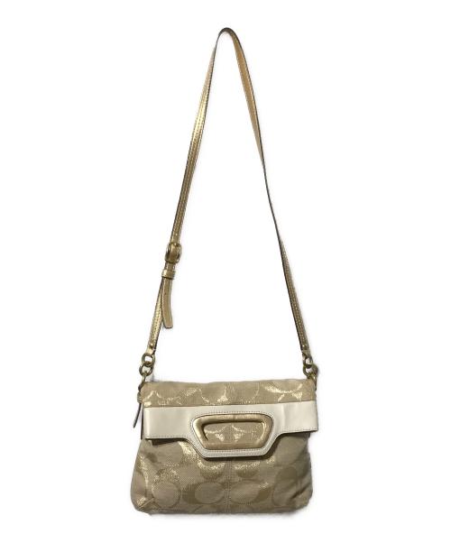 COACH（コーチ）COACH (コーチ) シグネチャーキャンバスショルダーバッグ ベージュの古着・服飾アイテム
