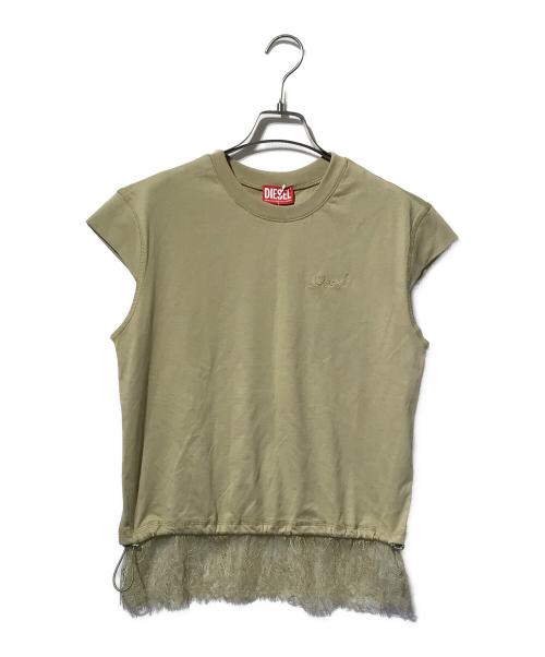 DIESEL（ディーゼル）DIESEL (ディーゼル) レース切替カットソー ベージュ サイズ:Mの古着・服飾アイテム