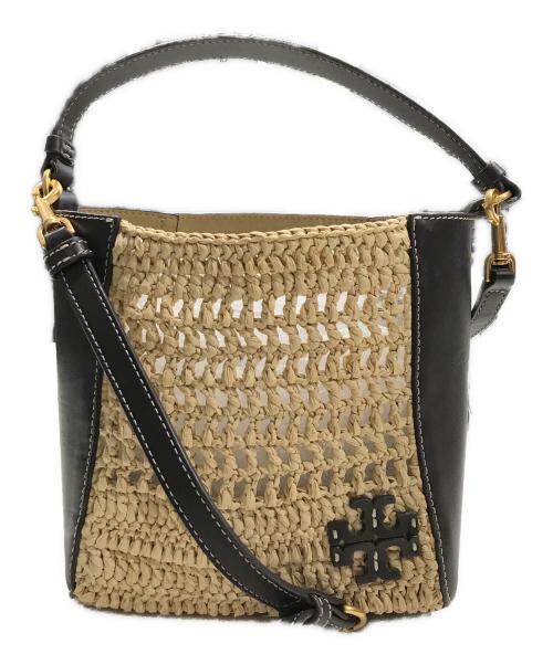 TORY BURCH（トリーバーチ）TORY BURCH (トリーバーチ) ストロー2WAYバッグ ブラウン×ベージュの古着・服飾アイテム
