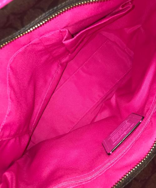 COACH（コーチ）COACH (コーチ) シグネチャートートバッグ ブラウン×ピンクの古着・服飾アイテム