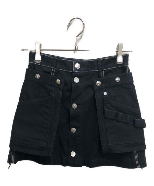 DIESEL（ディーゼル）DIESEL (ディーゼル) ディタッチャブルポケット付きAラインミニスカート ブラック サイズ:23の古着・服飾アイテム
