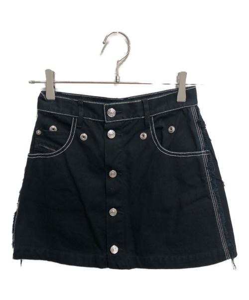 DIESEL（ディーゼル）DIESEL (ディーゼル) ディタッチャブルポケット付きAラインミニスカート ブラック サイズ:23の古着・服飾アイテム