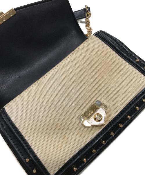 MICHAEL KORS（マイケルコース）MICHAEL KORS (マイケルコース) SoHo スモール スタッズド レザー＆キャンバス ショルダーバッグ ブラック×ベージュの古着・服飾アイテム