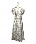 PROPORTION BODY DRESSINGプロポーションボディドレッシング）の古着「ラッフル袖花柄ワンピース」｜ホワイト