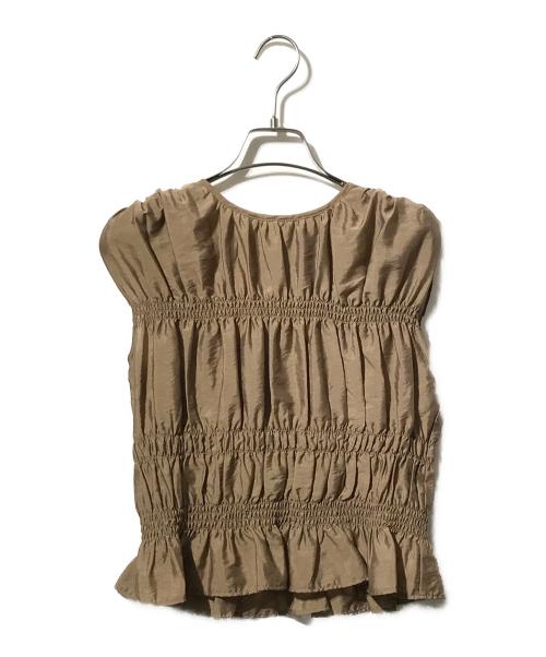 NATURAL BEAUTY BASIC（ナチュラルビューティーベーシック）NATURAL BEAUTY BASIC (ナチュラルビューティーベーシック) シャーリングブラウス&スカート ベージュ サイズ:PSの古着・服飾アイテム