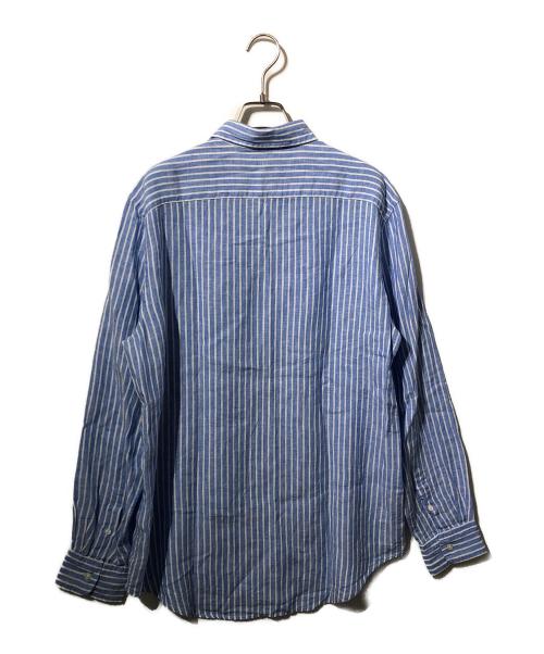 POLO RALPH LAUREN（ポロ・ラルフローレン）POLO RALPH LAUREN (ポロ・ラルフローレン) リネンストライプシャツ ブルー サイズ:Ⅼの古着・服飾アイテム