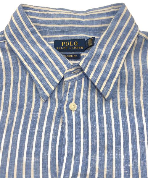 POLO RALPH LAUREN（ポロ・ラルフローレン）POLO RALPH LAUREN (ポロ・ラルフローレン) リネンストライプシャツ ブルー サイズ:Ⅼの古着・服飾アイテム