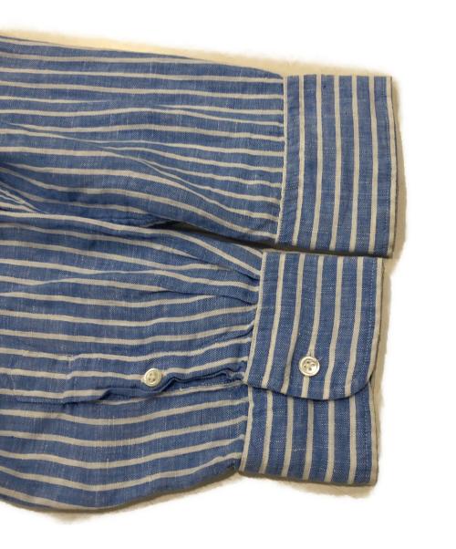 POLO RALPH LAUREN（ポロ・ラルフローレン）POLO RALPH LAUREN (ポロ・ラルフローレン) リネンストライプシャツ ブルー サイズ:Ⅼの古着・服飾アイテム