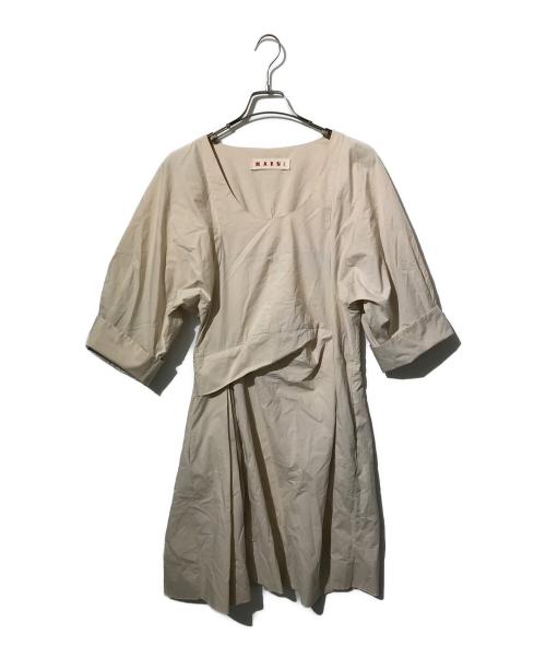 MARNI（マルニ）MARNI (マルニ) 変形ブラウスミニワンピース/七分袖ワンピース ベージュ サイズ:38の古着・服飾アイテム