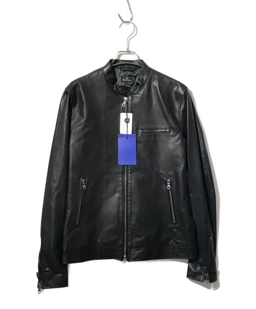 PS Paul Smith（ＰＳポールスミス）PS Paul Smith (ＰＳポールスミス) ラムレザージャケット ブラック サイズ:Ｌの古着・服飾アイテム