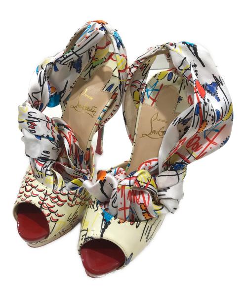 Christian Louboutin（クリスチャン・ルブタン）Christian Louboutin (クリスチャン・ルブタン) ルビタグオープントゥヒールパンプス マルチカラー サイズ:36の古着・服飾アイテム