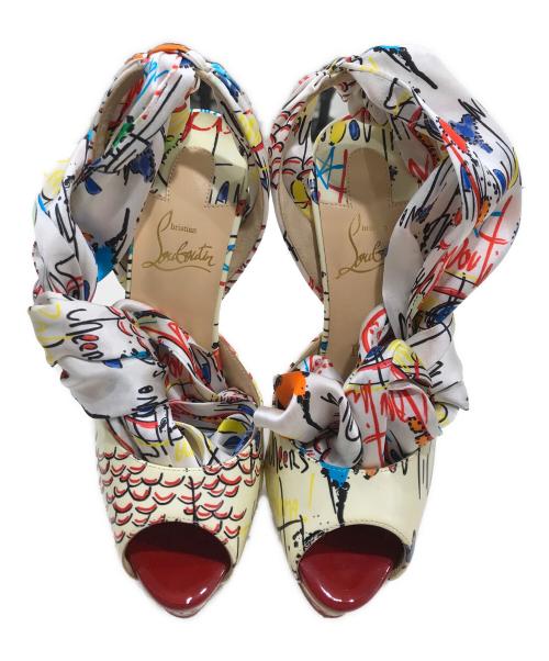 Christian Louboutin（クリスチャン・ルブタン）Christian Louboutin (クリスチャン・ルブタン) ルビタグオープントゥヒールパンプス マルチカラー サイズ:36の古着・服飾アイテム