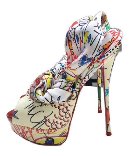 Christian Louboutin（クリスチャン・ルブタン）Christian Louboutin (クリスチャン・ルブタン) ルビタグオープントゥヒールパンプス マルチカラー サイズ:36の古着・服飾アイテム