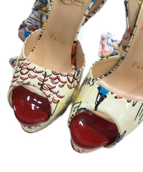 Christian Louboutin（クリスチャン・ルブタン）Christian Louboutin (クリスチャン・ルブタン) ルビタグオープントゥヒールパンプス マルチカラー サイズ:36の古着・服飾アイテム