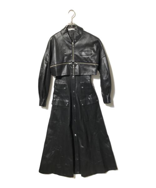 melt the lady（メルトザレディ）melt the lady (メルトザレディ) チェーンレザーライクロングコート ブラック サイズ:Freeの古着・服飾アイテム