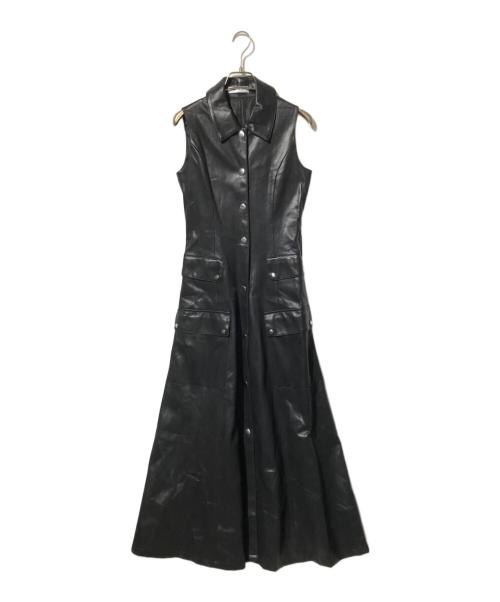 melt the lady（メルトザレディ）melt the lady (メルトザレディ) チェーンレザーライクロングコート ブラック サイズ:Freeの古着・服飾アイテム