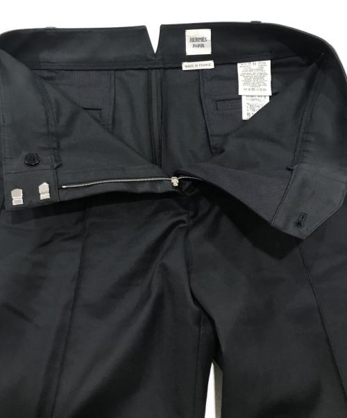 HERMES（エルメス）HERMES (エルメス) センタープリーツストレッチワイドパンツ ブラック サイズ:38の古着・服飾アイテム