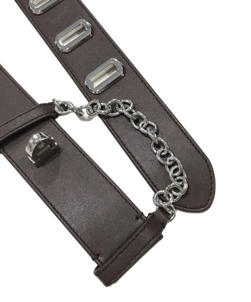LAUREN RALPH LAUREN（ローレン ラルフ ローレン）LAUREN RALPH LAUREN (ローレン ラルフ ローレン) Flip-Lock レザー Wide Belt ブラウンの古着・服飾アイテム