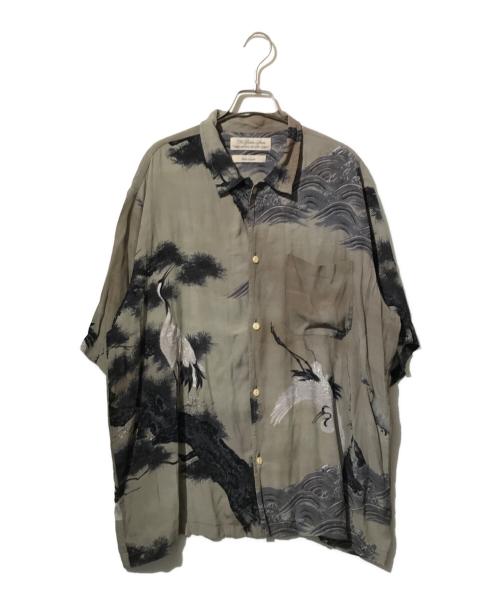 REMI RELIEF（レミレリーフ）REMI RELIEF (レミレリーフ) 鶴柄アロハシャツ グレー サイズ:Ⅼの古着・服飾アイテム