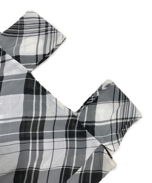 yohji yamamoto+noir（ヨウジヤマモトプリュスノアール）yohji yamamoto+noir (ヨウジヤマモトプリュスノアール) チェック柄ロングワンピース ホワイト×ブラック サイズ:3の古着・服飾アイテム